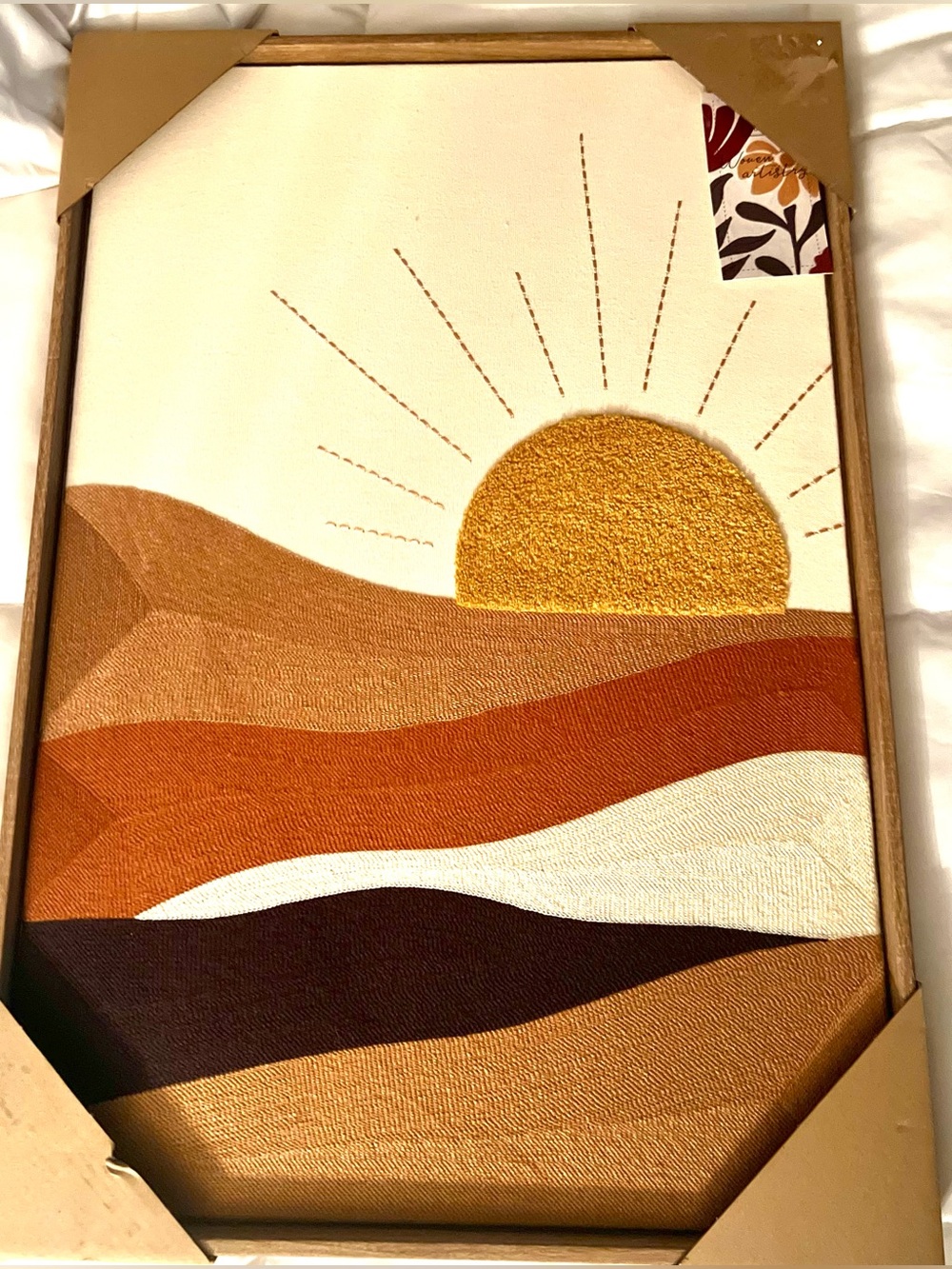 NEW BP Home Embroidery Woven Art 18" x 26" modern mountains 100% cotton.